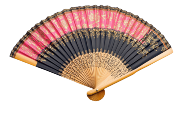 Elegant Traditional Arabic Fan with Intricate Patterns with isolated on transparent background