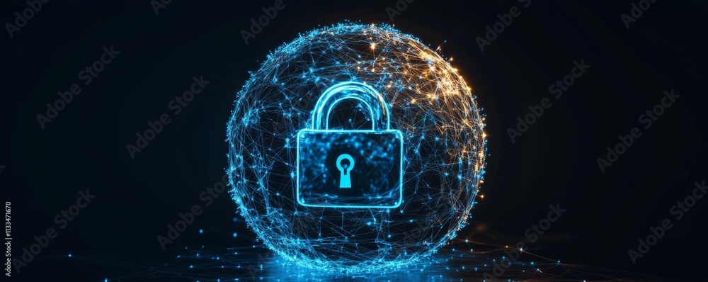 Aufkleber abstract glowing globe with network connections and security locks, symbolizing global cybersecurity