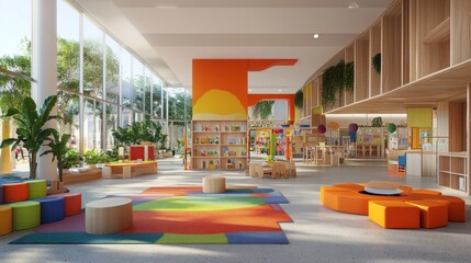 Bright and Colorful Interior of Modern Children&rsquo;s Play Area