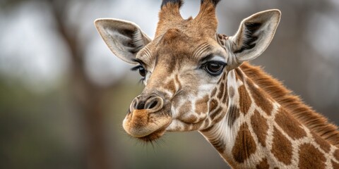 Close-Up Portrait of a Giraffe