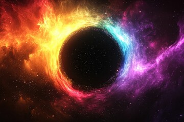 Obraz premium Spectacular black hole with vibrant rainbow light display