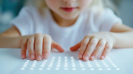 A child&rsquo;s hands reading Braille, symbolizing accessibility and literacy for the visually impaired during National Braille Literacy Month.