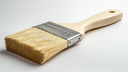 Paintbrush with wooden handle and natural bristles. (1)