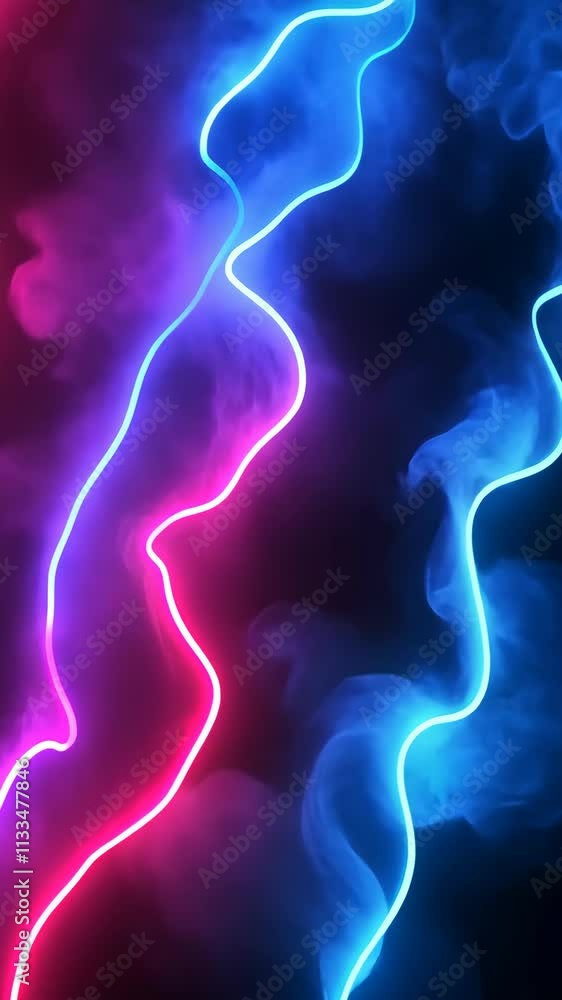 Poster neon lights create a mesmerizing swirl of colors in a dark atmosphere during a vibrant nightlife set
