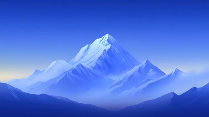 Fototapeta premium Serene Mountain Landscape with Snow-Capped Peak and Blue Sky