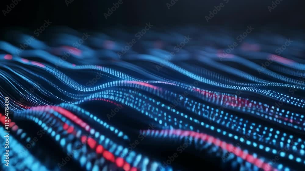 Poster abstract digital waves background. future and futuristic technology. neon waveform 3d animation. ai 