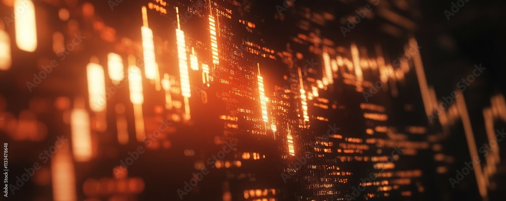 Poster abstract trading chart with big data and infographics. 3d fintech concept background with glowing ca