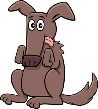 recommend clip art: cartoon funny dog animal character standing and beging