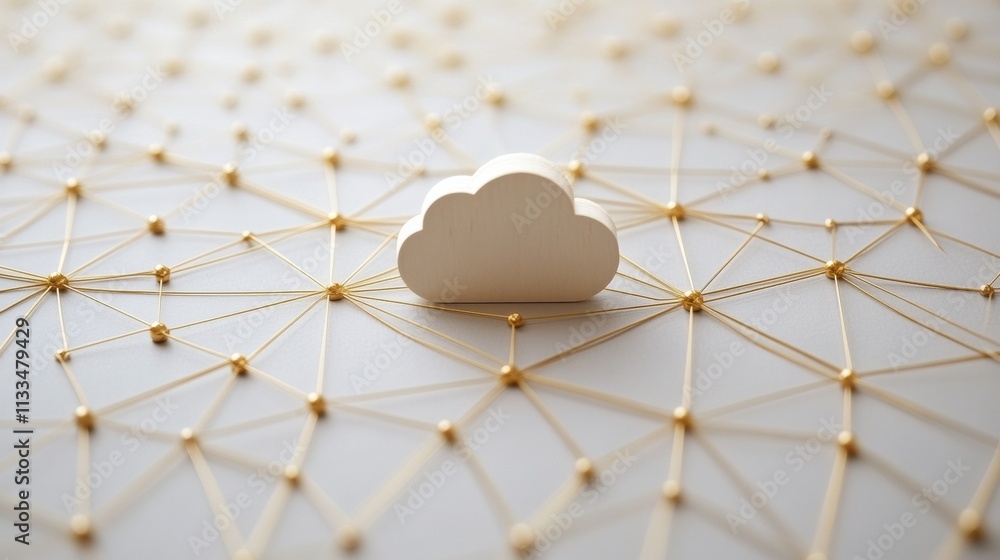 Fototapete a central cloud icon is surrounded by intricate lines, symbolizing cloud services and digital connec