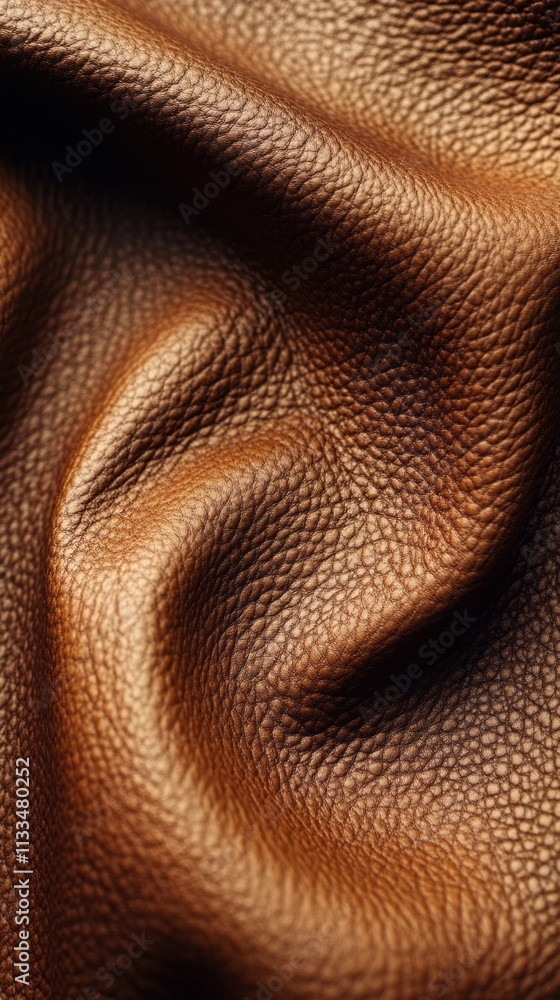 Poster Smooth waves of beautiful Mocha Mousse leather capture light and shadow, creating mesmerizing patterns and textures. This elegant material evokes warmth and sophistication, ideal for various designs
