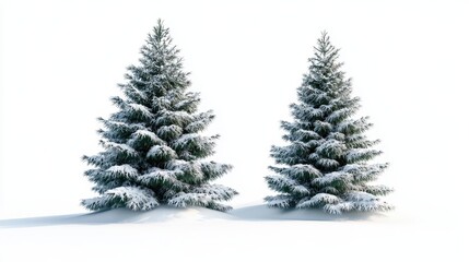 Fototapeta premium Christmas trees with snow isolated on white background