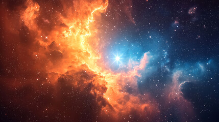 Fototapeta premium Colorful cosmic nebula showcasing vibrant gases and stars in deep space