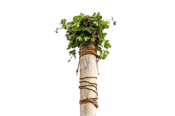 Traditional Swedish Midsummer Celebration with Maypole and Floral Crowns with isolated on transparent background