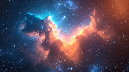 Obraz premium Colorful cosmic nebula showcasing vibrant gases and stars in deep space