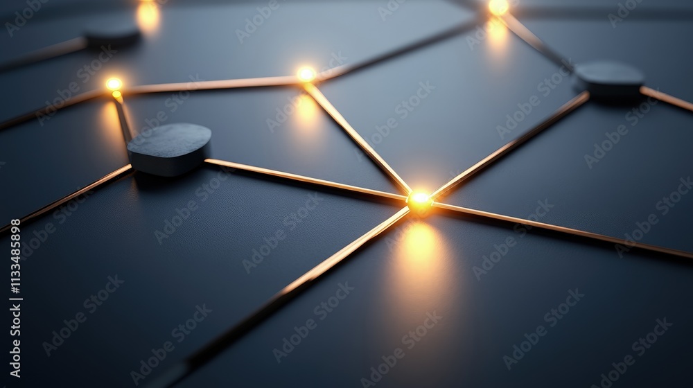 Aufkleber abstract network connection glowing nodes.