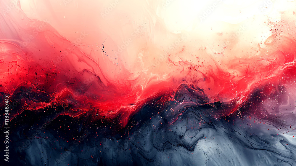 Poster vivid swirls of red and black paint create an abstract expression of emotion