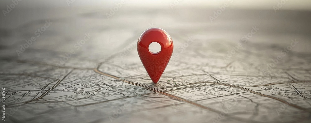 Poster red location pin on detailed city map background for navigation