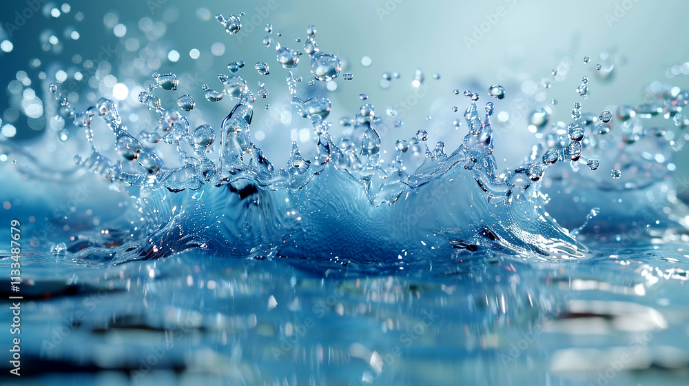 Poster captivating droplets create mesmerizing splashes on a tranquil water surface