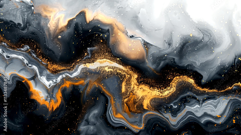 Poster mysterious swirling patterns evoke an abstract journey through flowing colors