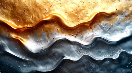 Obraz premium Waves of metallic hues undulating in a captivating, abstract composition
