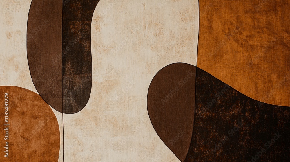 Aufkleber modern, elegant abstract background featuring overlapping rounded shapes in warm shades of brown and