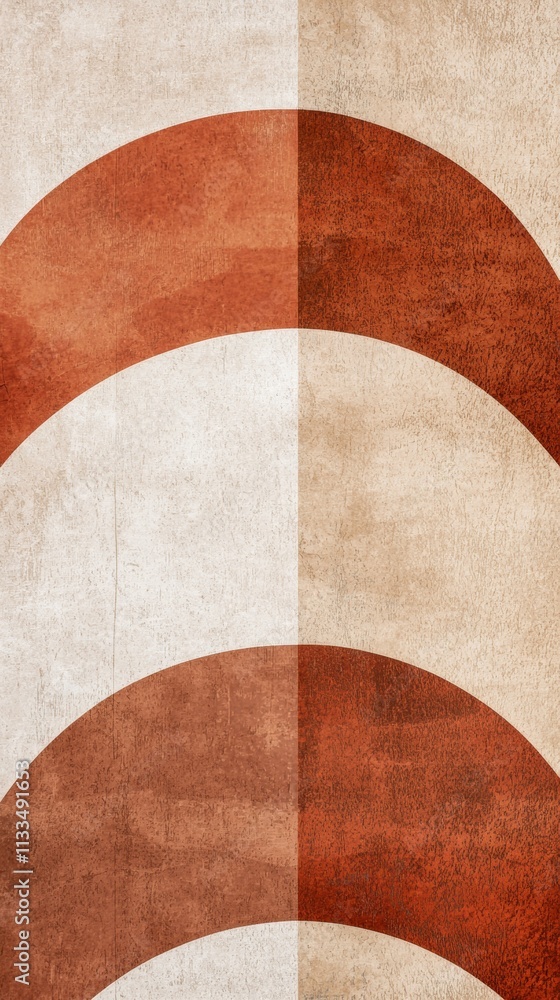 Poster abstract background featuring alternating arches of deep orange and beige hues, creating a visually 