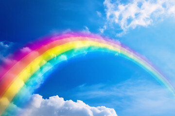 Bunter Regenbogen vor blauem Hintergrund

