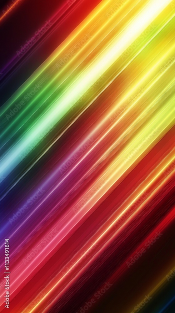 Poster bright diagonal lines in a spectrum of colors create a dynamic and energetic abstract background, id