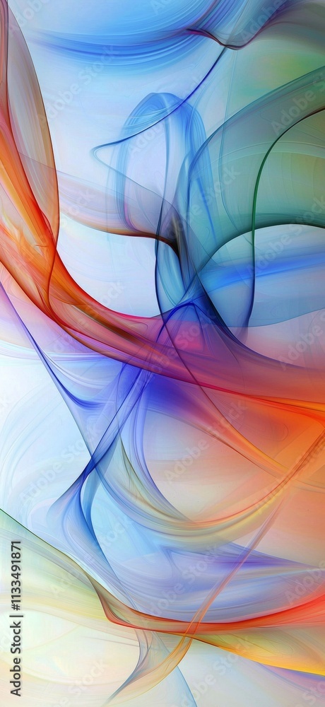 Poster smooth, colorful lines intertwining and flowing create a dynamic, abstract composition filled with m