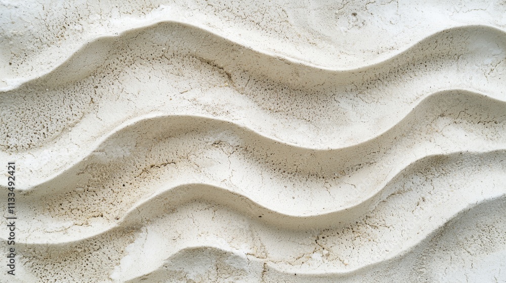 Poster white textured wall with a wavy pattern creating an abstract design, perfect for backgrounds and des