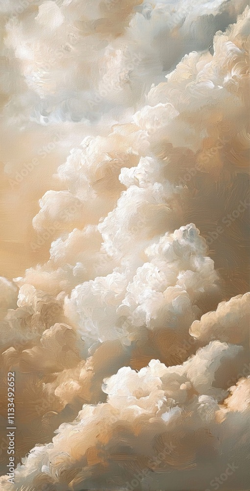 Aufkleber utilizing the impasto painting technique, the artwork features a textured and dramatic cloudscape, c