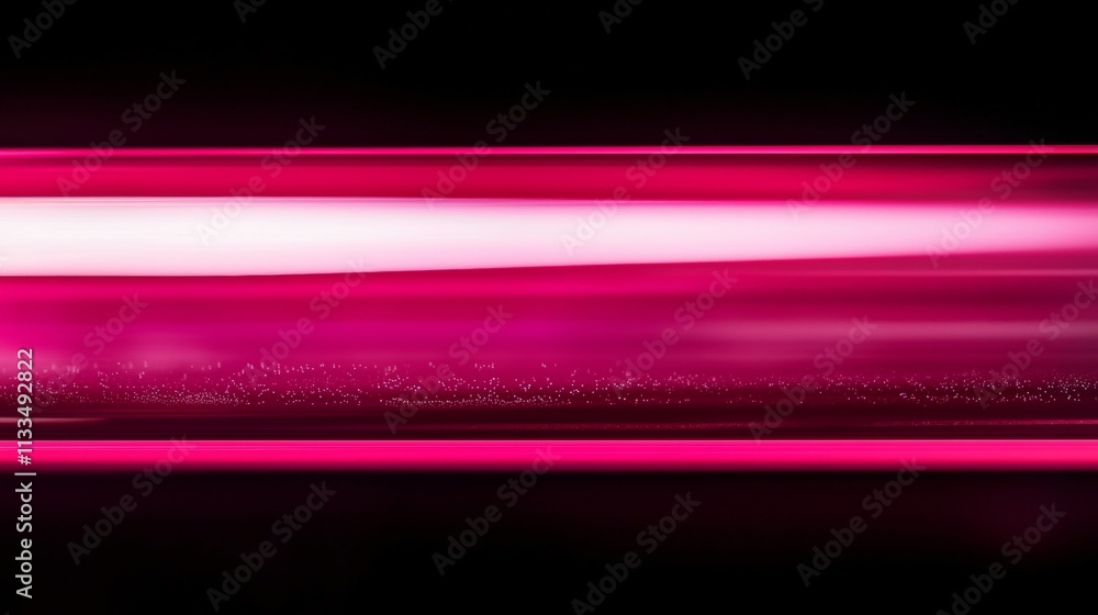 Poster horizontal bands of vibrant pink and white light streaking across a dark background create a dynamic