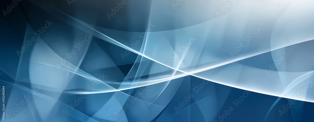 Poster flowing blue and white waves create an elegant abstract background, offering a serene and dynamic de