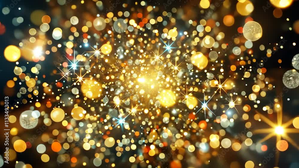 Poster colorful bokeh lights sparkle in festive background creating bright atmosphere