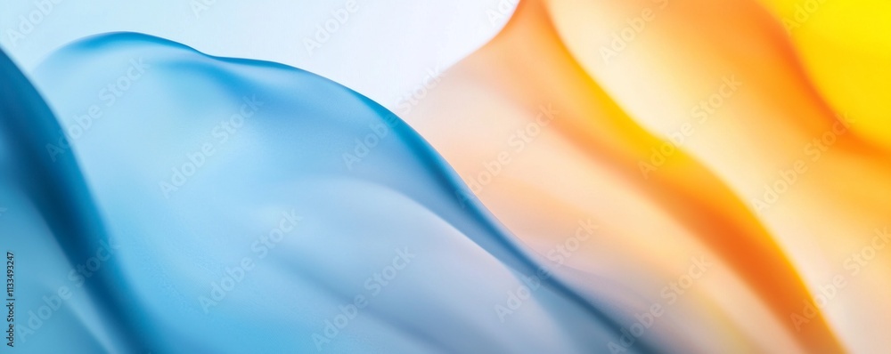 Poster smooth blue and orange gradient waves are blending together, creating an elegant and modern abstract