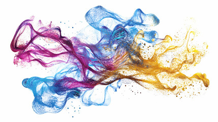 Fototapeta premium Colorful motion on white background, generative ai illustration. Wisp. Illustration