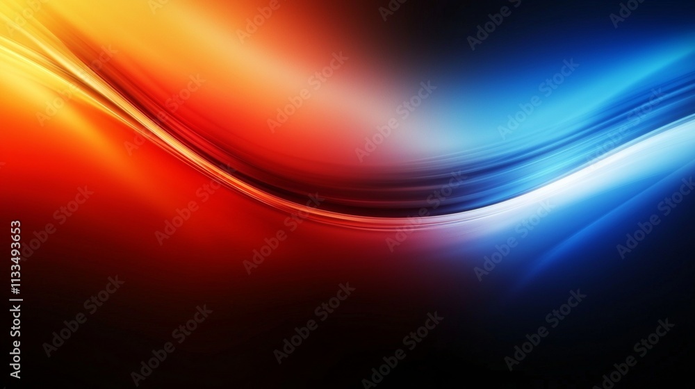 Poster Smooth elegant curves of light flowing across a vibrant gradient backdrop, creating an abstract design with a dynamic and energetic feel, perfect for modern and futuristic projects