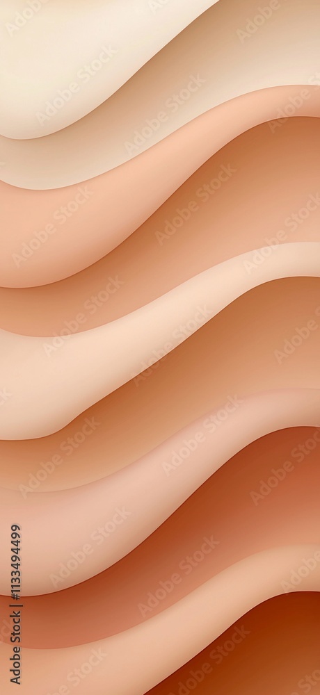 Poster smooth, flowing waves in varying shades of beige and brown create a dynamic and visually appealing a