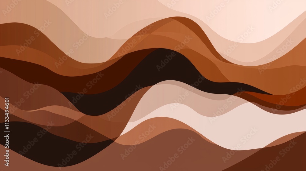 Poster brown waves are creating an abstract background, flowing smoothly and creating a dynamic visual effe
