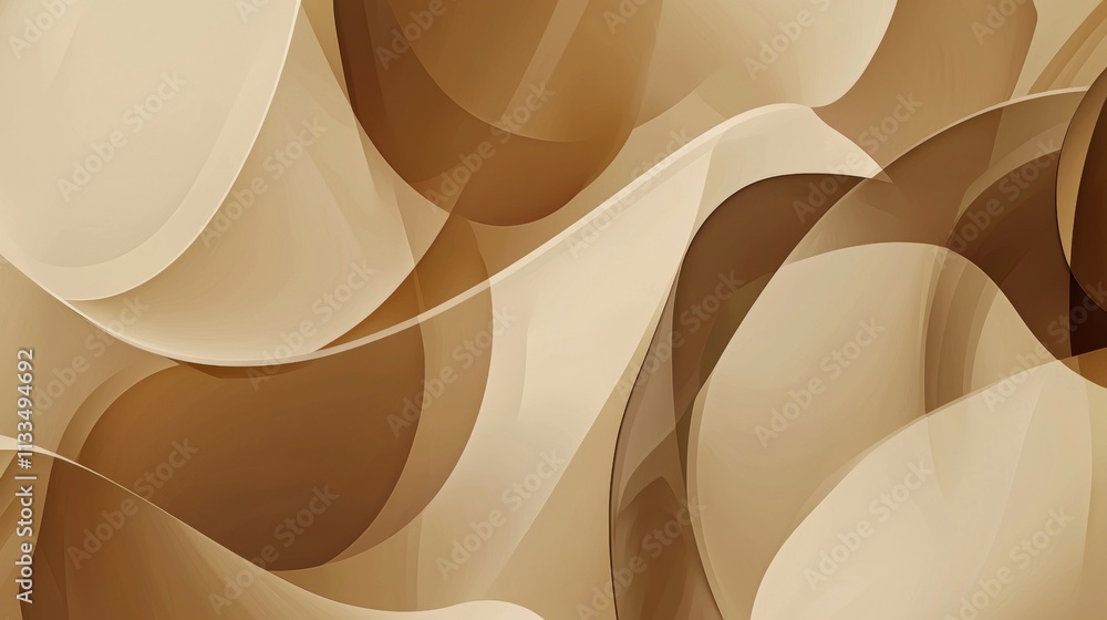 Poster smooth, flowing shapes in shades of brown and beige create a dynamic and visually appealing abstract