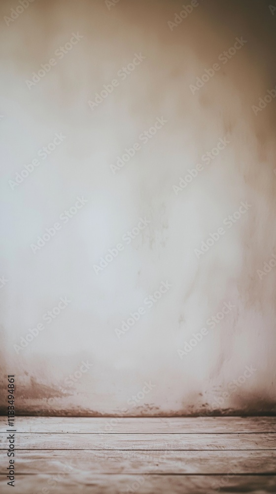 Poster creating an empty room with a wooden floor and grunge wall, offering ample space for product display