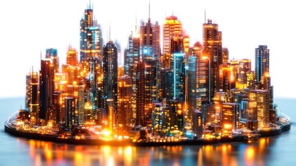 Naklejka premium Illuminated Metropolis: A Nighttime Cityscape
