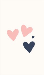 Minimalist illustration featuring pink and blue hearts symbolizing love, affection, and romance, perfect for valentine's day or romantic projects