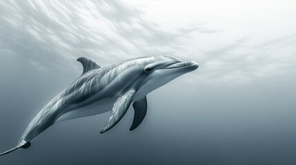 Fototapeta premium Majestic Dolphin Underwater: A Serene Ocean Encounter