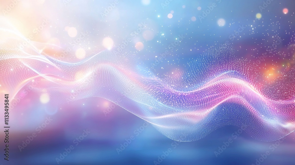 Poster abstract wave of light particles.