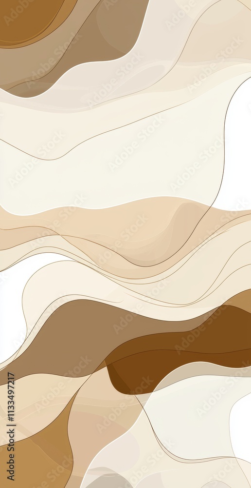 Aufkleber smooth, flowing lines in shades of beige and brown create an abstract wavy background, adding a touc