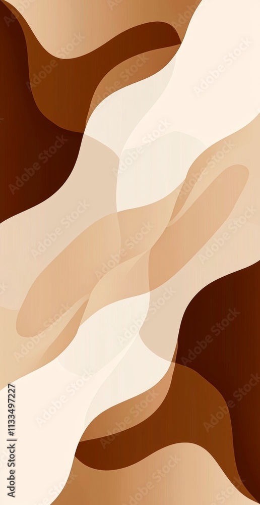 Poster smooth, undulating shapes in warm brown and beige hues create a dynamic and visually appealing abstr