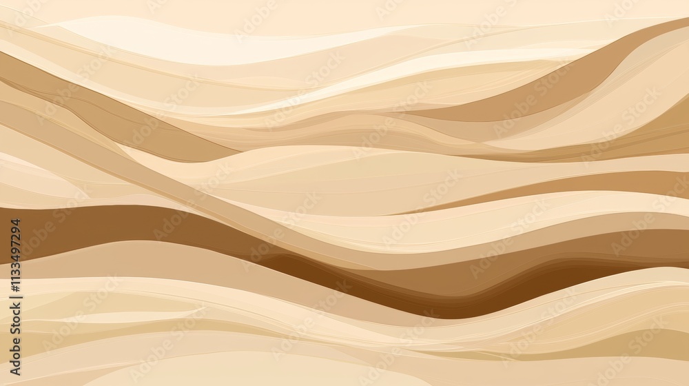 Poster smooth brown curved lines create an elegant abstract wavy pattern, perfect for enhancing backgrounds