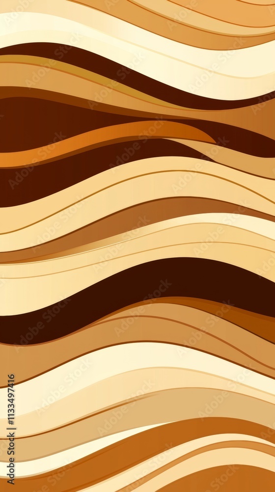 Aufkleber smooth, flowing lines in various shades of brown and beige create a visually appealing abstract patt