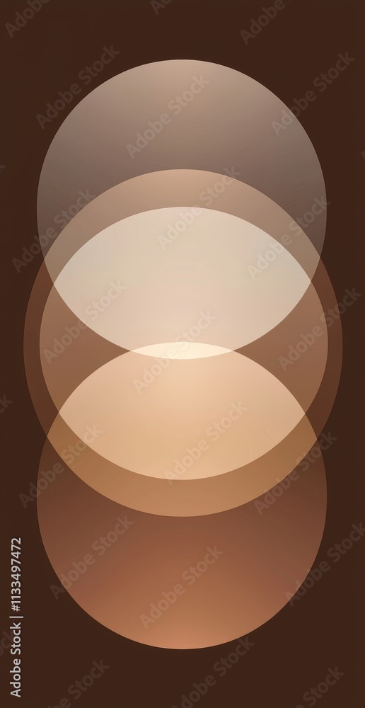 Poster modern abstract design featuring overlapping translucent circles in warm brown tones, creating a gra